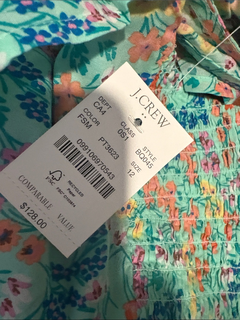 NWT J. Crew Aqua Floral Ruffle-Trim Maxi Dress size 12 - Picture 2 of 6